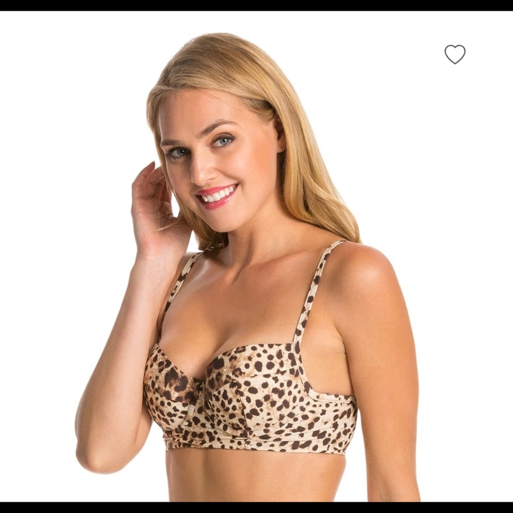 New With Tags - Vitamin A Leopard Sophia Bustier Bikini Top Size 12 Large